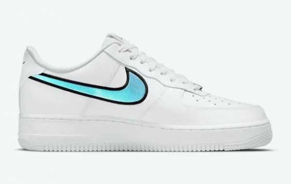 2021 New Nike Air Force 1 Low White Iridescent Swooshes DN4925-100