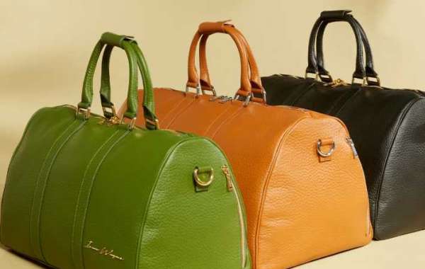 black leather duffle bag